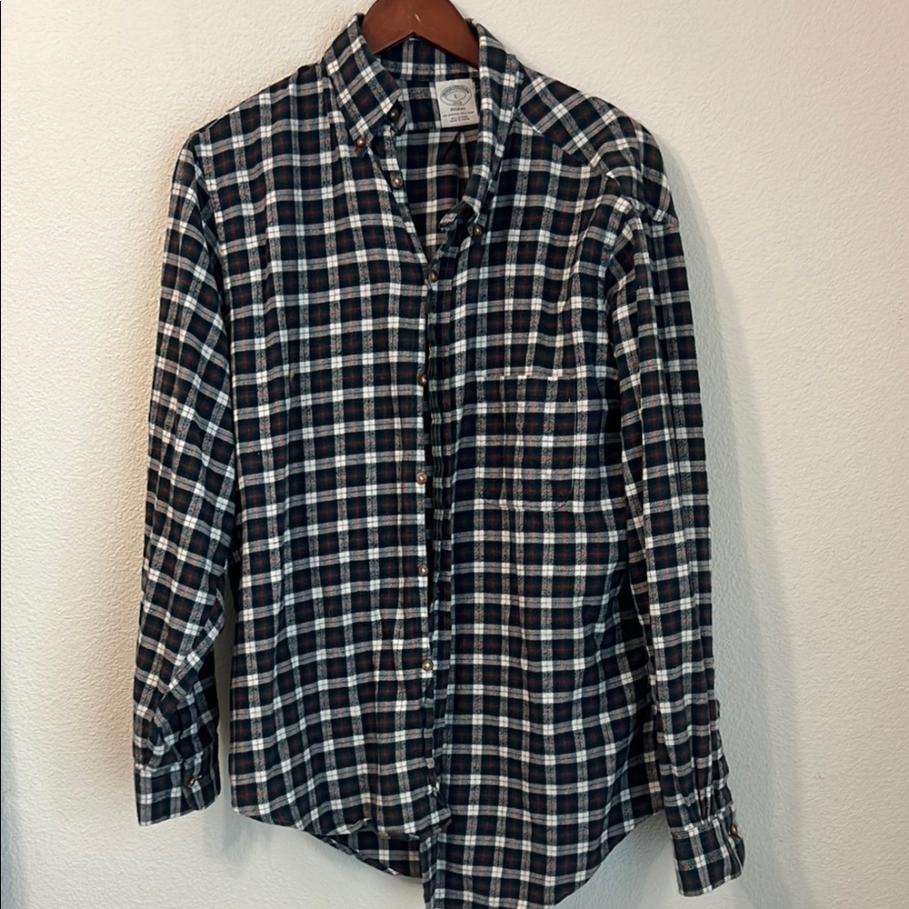 Brooks Brothers Regent Flannel Shirt Mens L Plaid Casual Classic